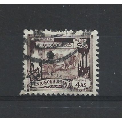 Burma.SG108 4a Elephant hauling log (Brown).Fine Used.Jul25s