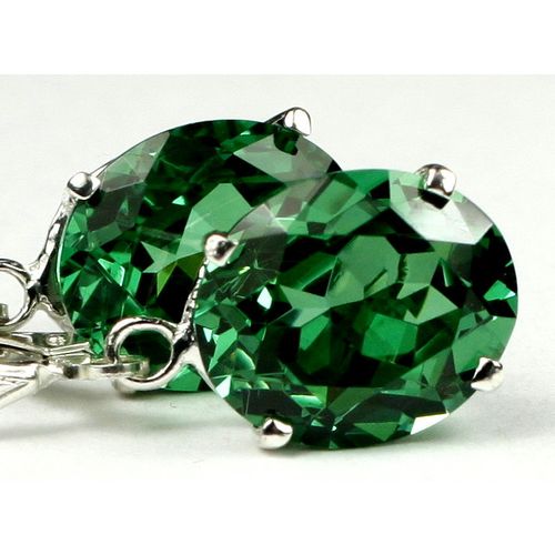 Russian Nanocrystal Emerald, 925 Sterling Silver Leverback Earrings, SE207