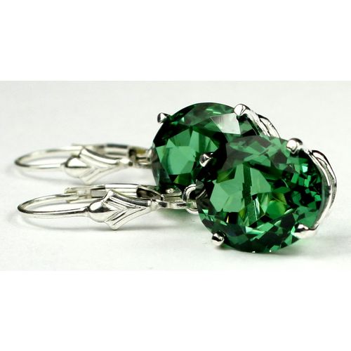 Russian Nanocrystal Emerald, 925 Sterling Silver Leverback Earrings, SE207