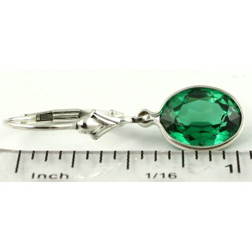 Russian Nanocrystal Emerald, 925 Sterling Silver Leverback Earrings, SE101