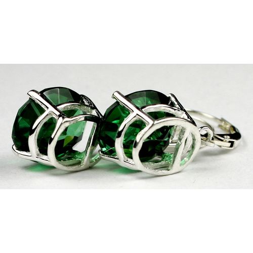 Russian Nanocrystal Emerald, 925 Sterling Silver Leverback Earrings, SE207