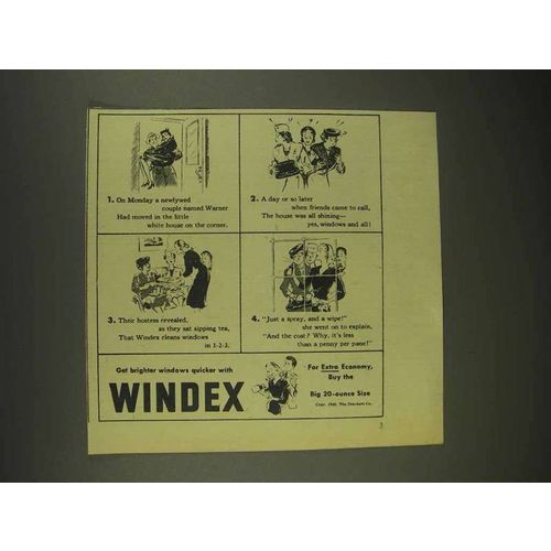 1945 Windex Cleaner Ad - A Newlywed Couple