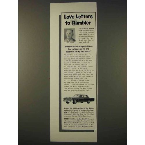 1965 Rambler 4-door Sedan Car Ad - Love Letters