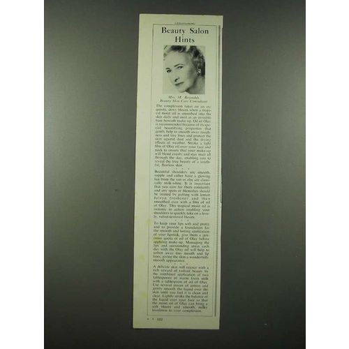 1965 Oil of Olay Ad - Beauty Salon Hints