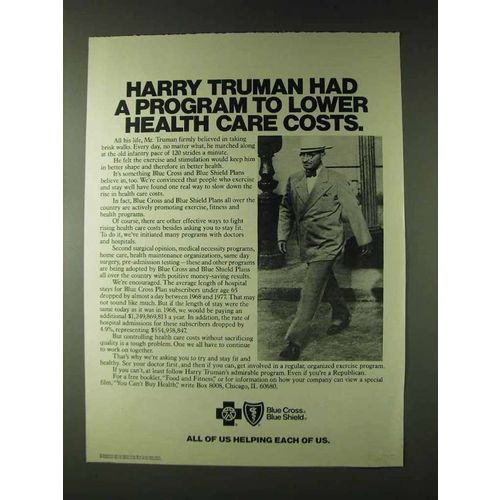 1979 Blue Cross Blue Shield Insurance Ad - Harry Truman