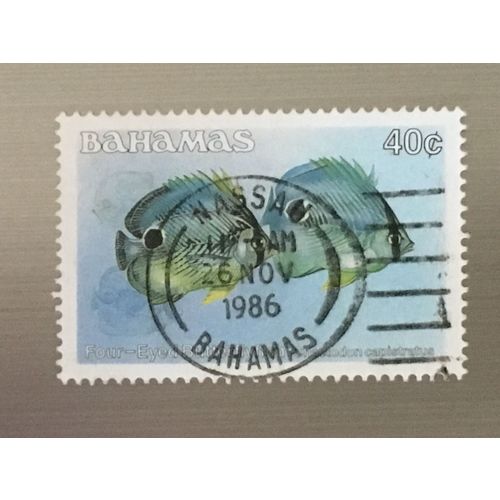 Bahamas QEII 1986 Fish 40c Four Eyed Butterfly Used SG 765A Sc 611 postage stamp