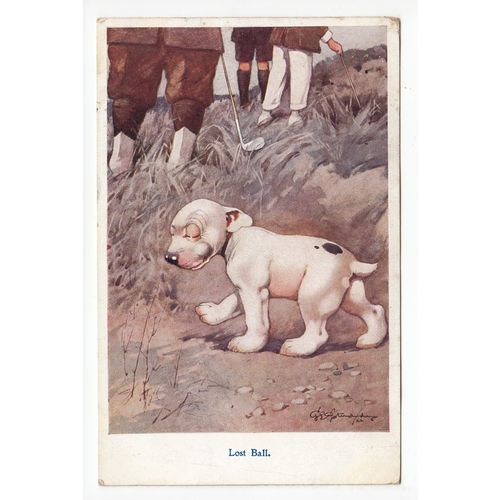 Bonzo Dog The Lost Ball Golf 1925 G E Studdy Art Postcard 1013