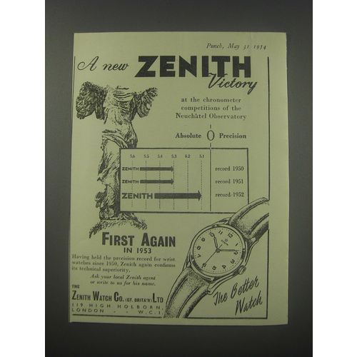 1954 Zenith Watches Ad - A new Zenith victory