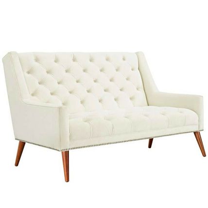 Velvet Love Seat Banquette Antique Nickel Nail Head Trim Black, Gray, Ivory, Blu