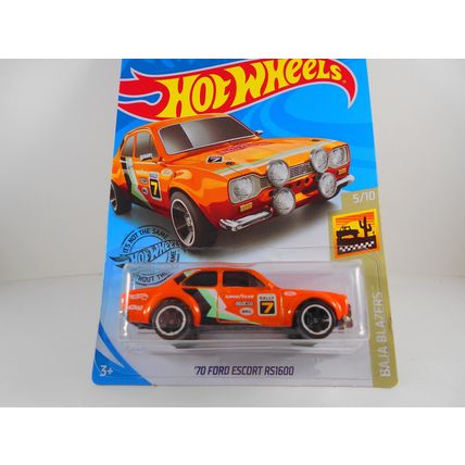 Hotwheels boxed Ford escort 1970 rs1600 #7 baja L,Card (orange) good condition