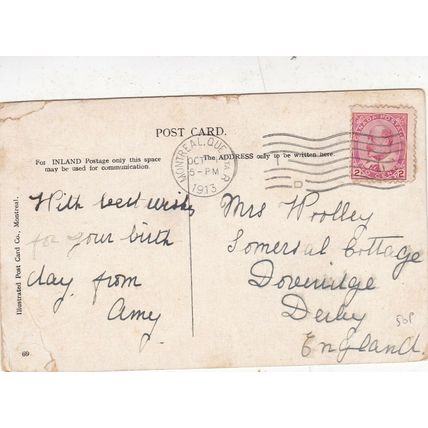 Montreal Typical Sleigh Artist Unknown Postcard 1913 posted corner crease