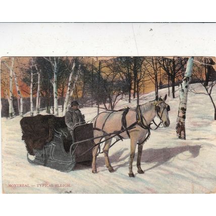 Montreal Typical Sleigh Artist Unknown Postcard 1913 posted corner crease