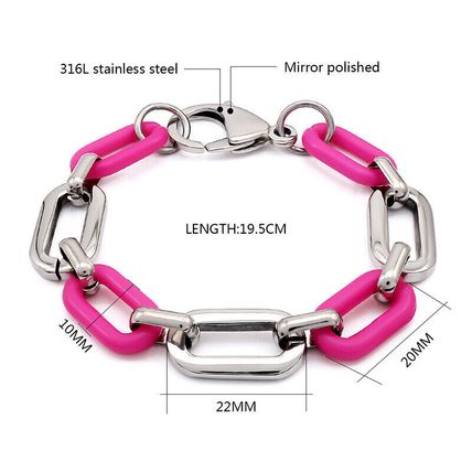 New Women’s Pink & Silver Color Link Fashion Bracelet