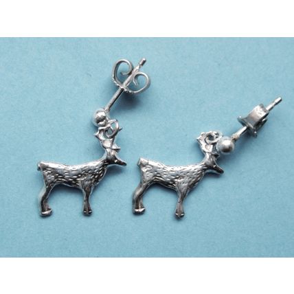 Nordic Influence 830 Silver Reindeer Earrings For Pierced Ears Maker - JR