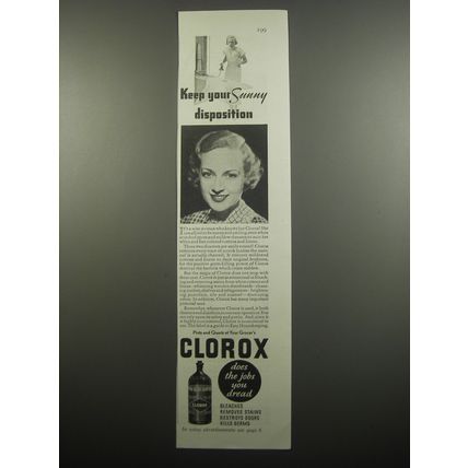 1933 Clorox Bleach Advertisement - Keep your sunny disposition