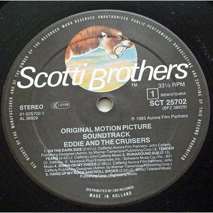 EDDIE & THE CRUISERS - ORIGINAL SOUNDTRACK LP - JOHN CAFFERTY & BEAVER BROWN