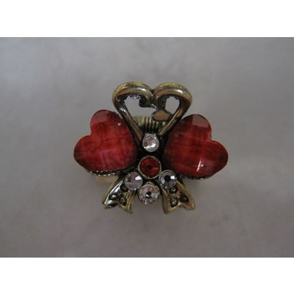 small mini metal heart jeweled antique bronze hair claw clip