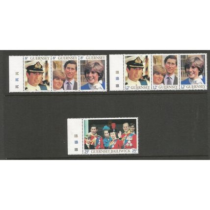Guernsey 1981 Royal Wedding Unmounted Mint Set SG MS 232a / 235a / 238