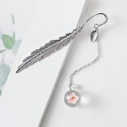 Feather Hanging Flower Bookmark Stationery Retro Cute 3D Textured Gift Present