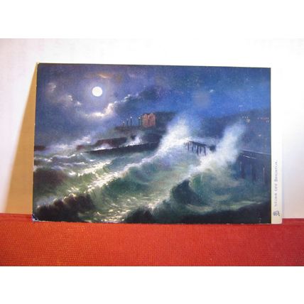 STORM OFF BRIGHTON, SUSSEX unused antique postcard R. Tuck 'Oilette' =