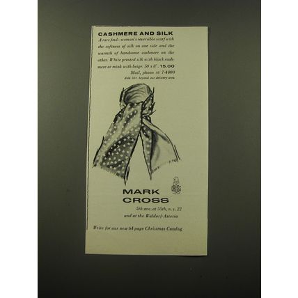 1960 Mark Cross Scarf Ad - Cashmere and Silk
