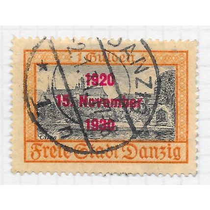 DANZIG 1930 10th ANNIVERSARY FREE CITY PROCLAMATION OVERPRINT 1G USED Mi 230