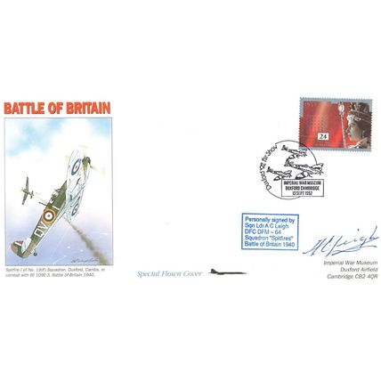 AC Leigh WW2 Pilot 64 Squadron Battle Of Britain Hand Signed FDC