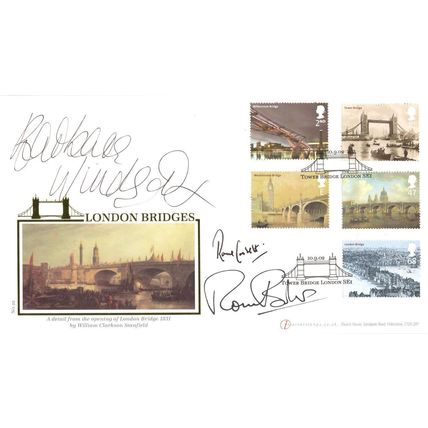 Ronnie Barker Corbett Barbara Windsor MULTI London Bridges Hand Signed FDC