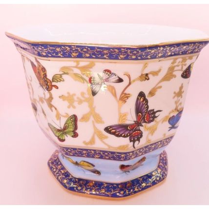 Butterfly Plant Pot with Gold Rim Porcelain 15 CM Past Times Home Decor Gift