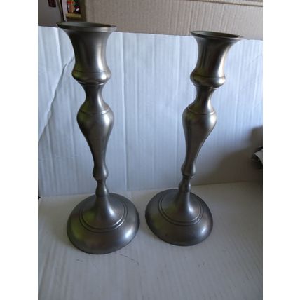Candlesticks - Vintage Metal - Set of 2 - Height 12 inches - Base 5 inches wide