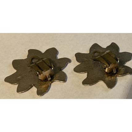Silver Sunburst Clip On Earrings