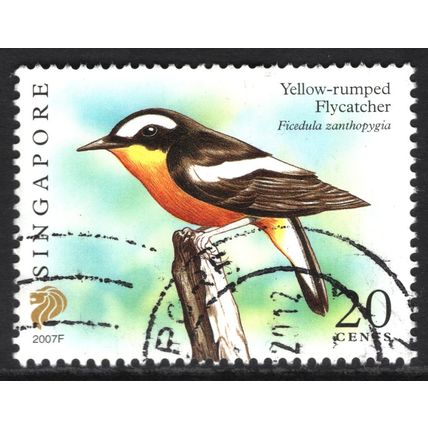 SINGAPORE 2007: BIRDS - 20c YELLOW-RUMPED FLYCATCHER USED (G21)