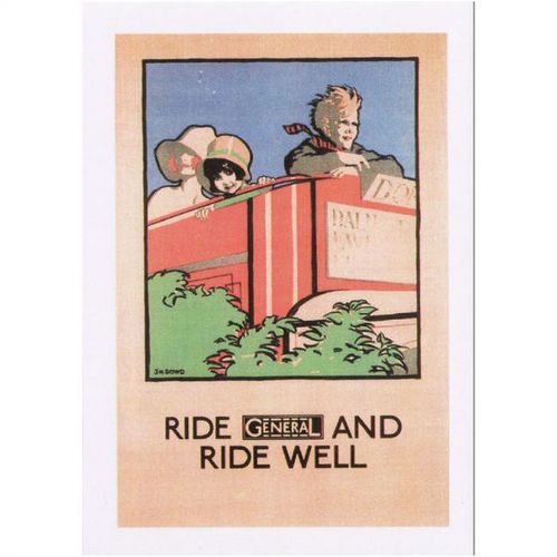 Bus Poster Art Postcard London Transport General Ride Well 1926 JH Dowd