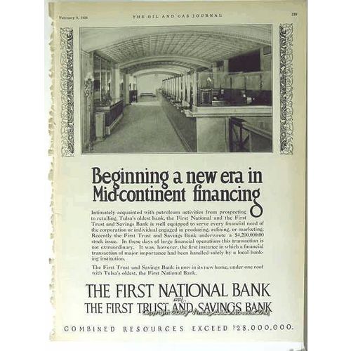 first national bank tulsa 1928 petroleum industry financing vintage ad