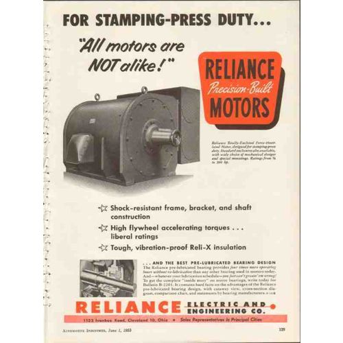reliance electric engineering company 1953 motors not alike vintage ad