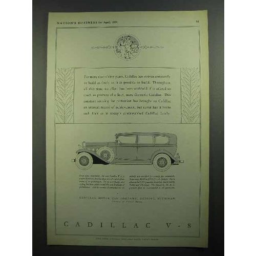 1931 Cadillac V-8 Car Ad