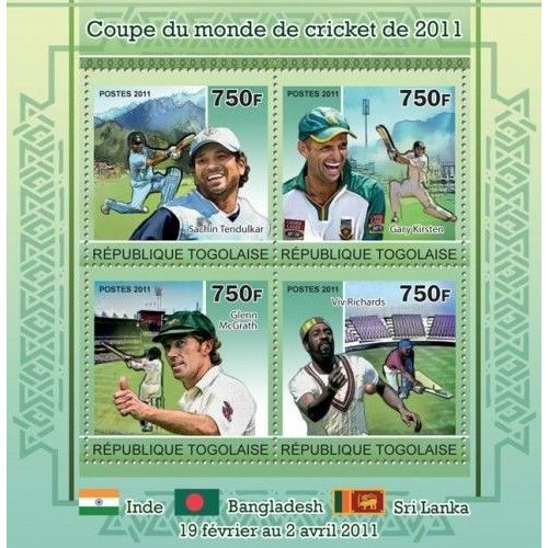 TOGO 2011 SHEET MNH CRICKET WORLD CUP SPORTS DEPORTES 7