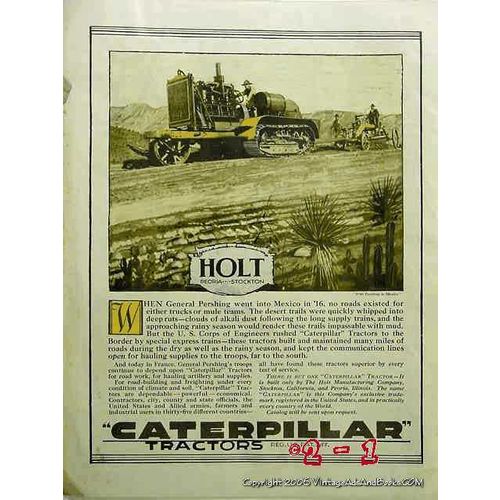 CATERPILLAR TRACTORS 1918 Holt Peoria Stockton vintage ad