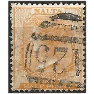 Malta 1882 SG18 1/2d Orange-Yellow Wmk Crown CA Good/Fine Used .. ..