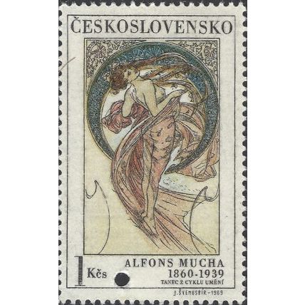 CZECHOSLOVAKIA, FINE ART, Dance, Mucha, white 1969, 1Kcs