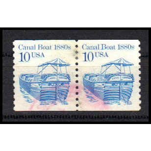 Used 2257 10c Canal Boat Very Fine Pair PA0949