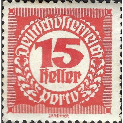 AUSTRIA, Postage due, red 1920, 15h