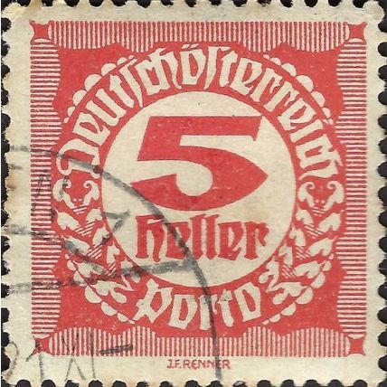 AUSTRIA, Postage due, red 1920, 5h