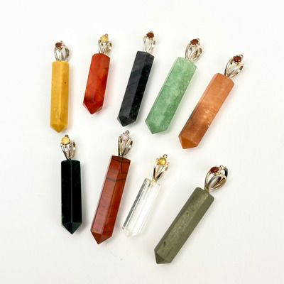 Faceted Crystal Pendant w/ Assorted Gemstone Bail[ ]