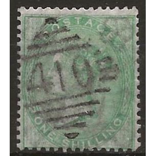 1856 SG73 1/- Pale Green Wmk EMBLEMS Fine Used ..