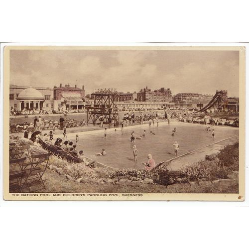 The Bathing Pool and Children's Paddling Pool Skegness Lincolnshire Postcard