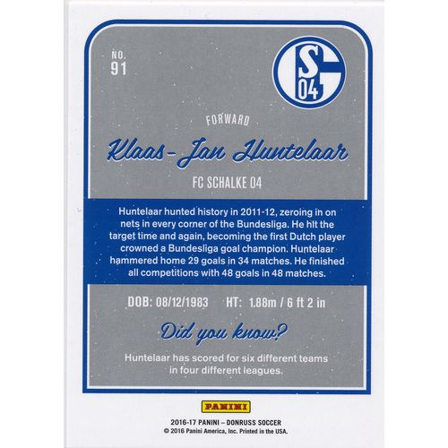 2016 Donruss Soccer 91 Klaas-Jan Huntelaar FC Schalke 04