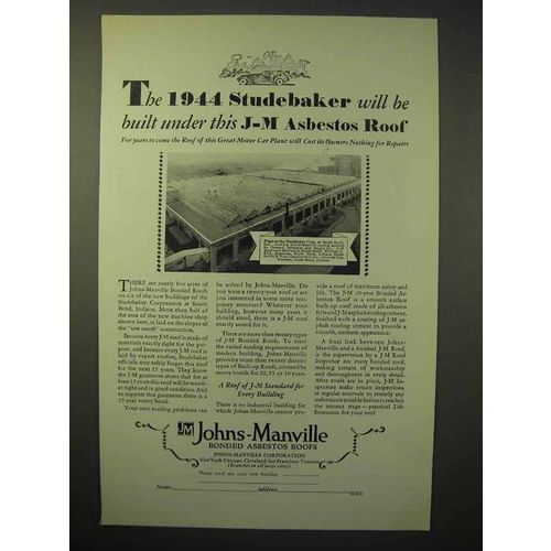 1929 Johns-Manville Bonded Asbestos Roof Ad, Studebaker
