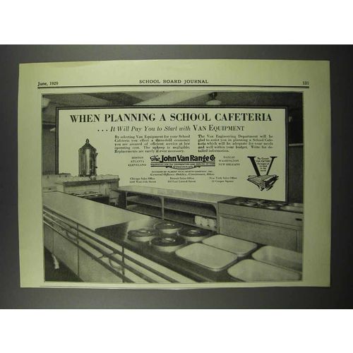 1929 John Van Range Van Cafeteria Equipment Ad
