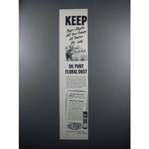 1949 Du Pont Floral Dust Ad - Keep Bugs Off